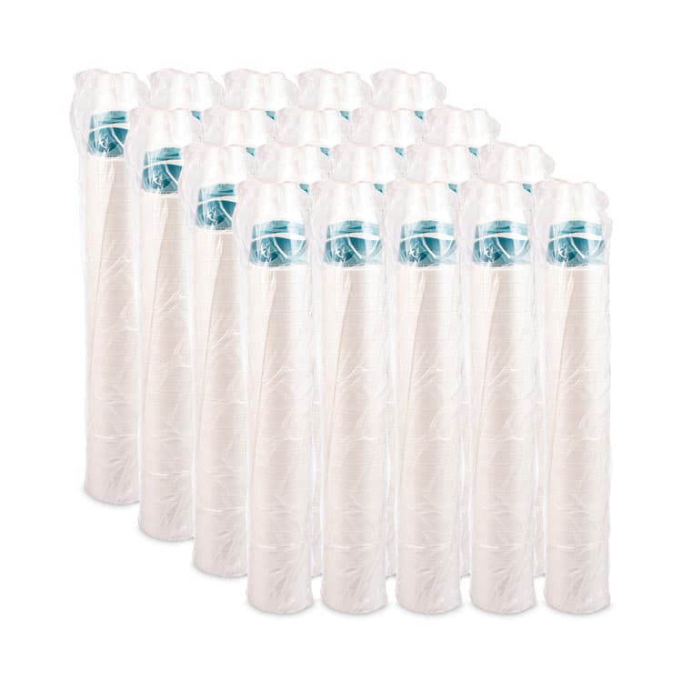 DART J Cup Insulated Foam Pedestal Cups, 32 oz, White/Teal, 25/Sleeve, 20 Sleeves/Carton (DCC32AJ32H) thumbnail 4