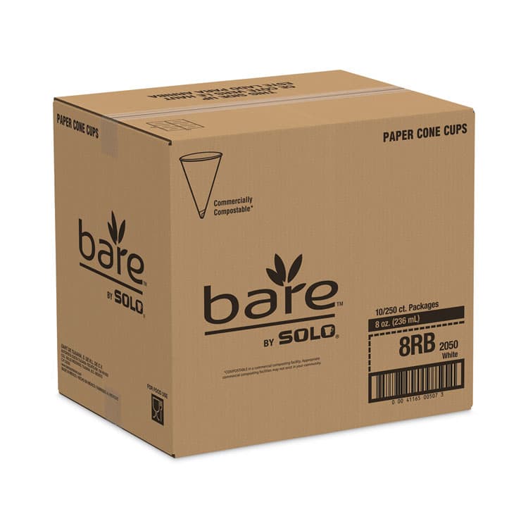 DART Cone Water Cups, ProPlanet Seal, 8 oz, Paper, White, 250/Bag, 10 Bags/Carton (SCC8RB) thumbnail 3