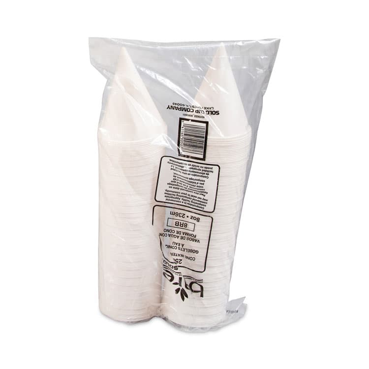DART Cone Water Cups, ProPlanet Seal, 8 oz, Paper, White, 250/Bag, 10 Bags/Carton (SCC8RB) thumbnail 4