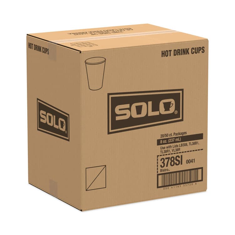 DART Paper Hot Drink Cups in Bistro Design, 8 oz, Maroon, 50/Bag, 20 Bags/Carton (SCC378SI) thumbnail 2