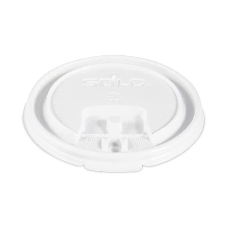 DART Lift Back and Lock Tab Lids for Paper Cups, Fits 8 oz Hot Cups, Plastic, White, 100/Sleeve, 10 Sleeves/Carton (SCCLB3081)