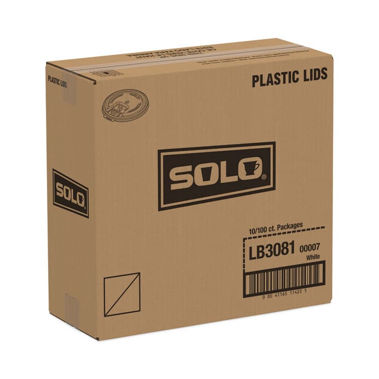 DART Lift Back and Lock Tab Lids for Paper Cups, Fits 8 oz Hot Cups, Plastic, White, 100/Sleeve, 10 Sleeves/Carton (SCCLB3081) thumbnail 2