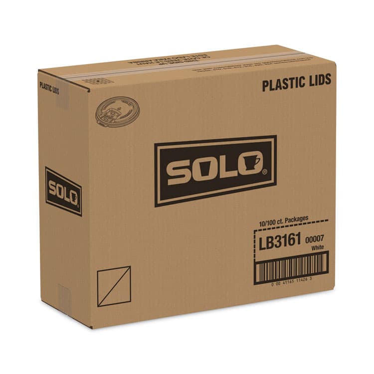 DART Lift Back and Lock Tab Lids for Paper Cups, Fits 10 oz to 24 oz Hot Cups, Plastic, White, 100/Sleeve, 10 Sleeves/Carton (SCCLB3161) thumbnail 2