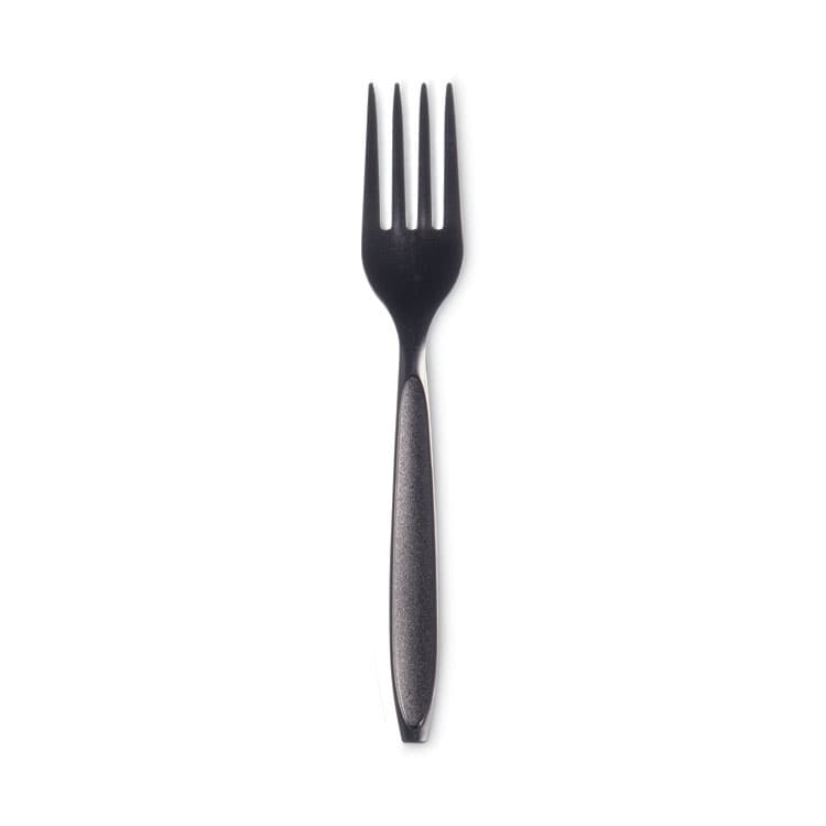 DART Reliance Classic Plastic Cutlery, Medium Heavyweight Fork, Black, 1,000/Carton (SCCRSKF0004)