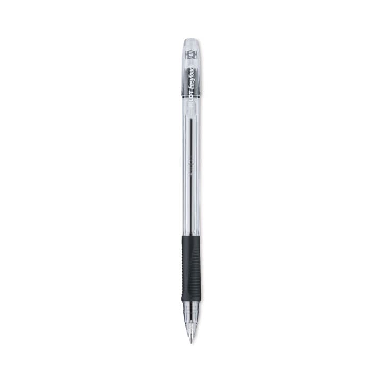 PILOT CORP. OF AMERICA EasyTouch Ballpoint Pen, Stick, Fine 0.7 mm, Black Ink, Clear/Black Barrel, Dozen (PIL32001)