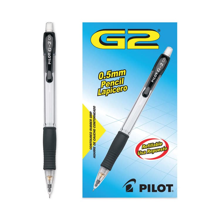 PILOT CORP. OF AMERICA G2 Mechanical Pencil, 0.5 mm, HB (#2), Black Lead, Clear/Black Barrel, Dozen (PIL51014) thumbnail 2