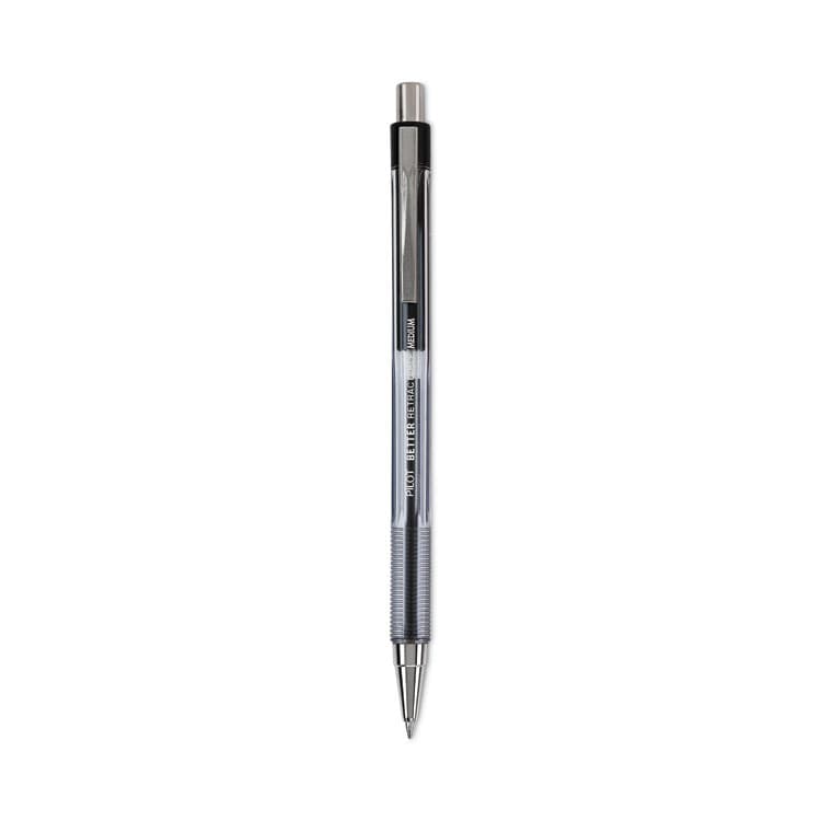 PILOT CORP. OF AMERICA Better Ballpoint Pen, Retractable, Medium 1 mm, Black Ink, Smoke Barrel, Dozen (PIL30005)