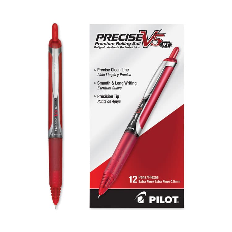 PILOT CORP. OF AMERICA Precise V5RT Rollerball Pen, Retractable, Extra-Fine 0.5 mm, Red Ink, Red Barrel (PIL26064) thumbnail 4