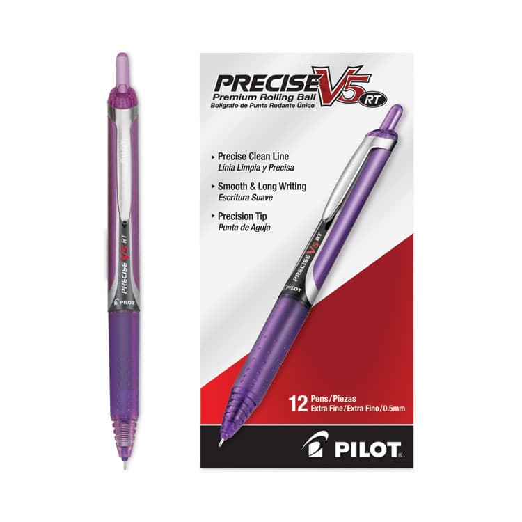 PILOT CORP. OF AMERICA Precise V5RT Rollerball Pen, Retractable, Extra-Fine 0.5 mm, Purple Ink, Purple Barrel (PIL26066) thumbnail 4