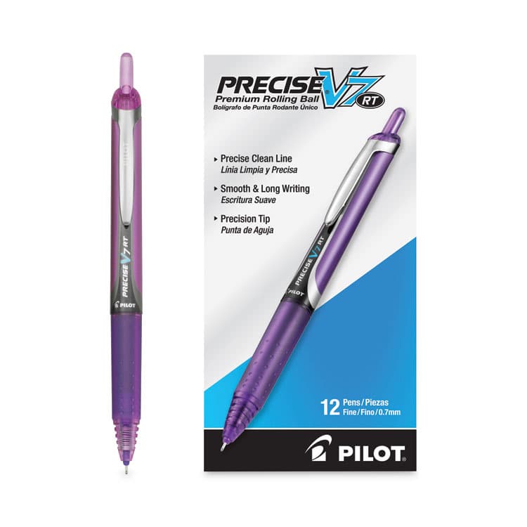 PILOT CORP. OF AMERICA Precise V7RT Rollerball Pen, Retractable, Fine 0.7 mm, Purple Ink, Purple Barrel (PIL26071) thumbnail 4
