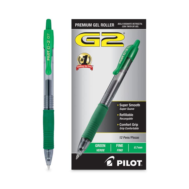 PILOT CORP. OF AMERICA G2 Premium Gel Pen, Retractable, Fine 0.7 mm, Green Ink, Smoke/Green Barrel, Dozen (PIL31025) thumbnail 4