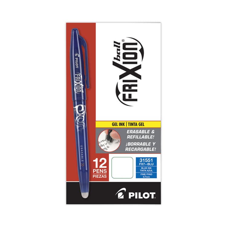 PILOT CORP. OF AMERICA FriXion Ball Erasable Gel Pen, Stick, Fine 0.7 mm, Blue Ink, Blue Barrel (PIL31551) thumbnail 2