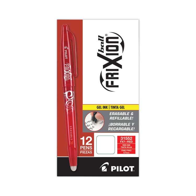 PILOT CORP. OF AMERICA FriXion Ball Erasable Gel Pen, Stick, Fine 0.7 mm, Red Ink, Red Barrel (PIL31552) thumbnail 2