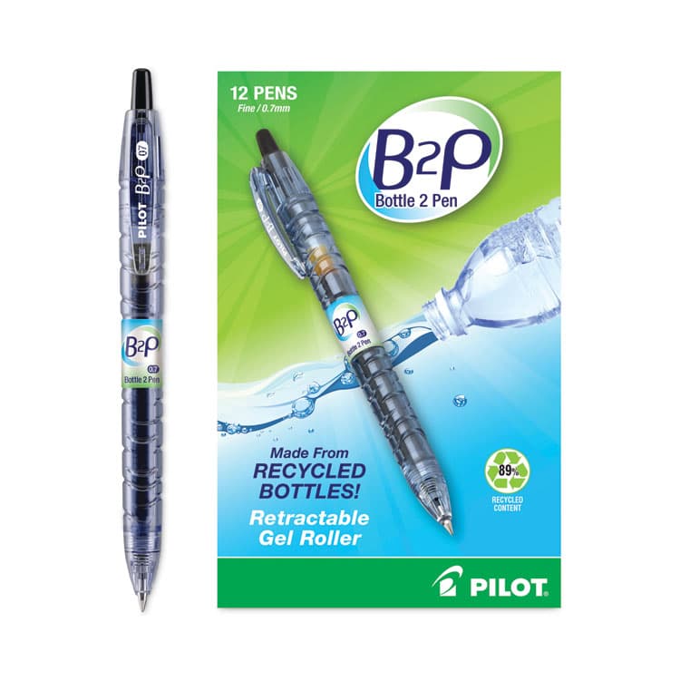 PILOT CORP. OF AMERICA B2P Bottle-2-Pen Recycled Gel Pen, Retractable, Fine 0.7 mm, Black Ink, Translucent Blue Barrel (PIL31600) thumbnail 3