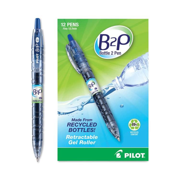 PILOT CORP. OF AMERICA B2P Bottle-2-Pen Recycled Gel Pen, Retractable, Fine 0.7 mm, Blue Ink, Translucent Blue Barrel (PIL31601) thumbnail 3