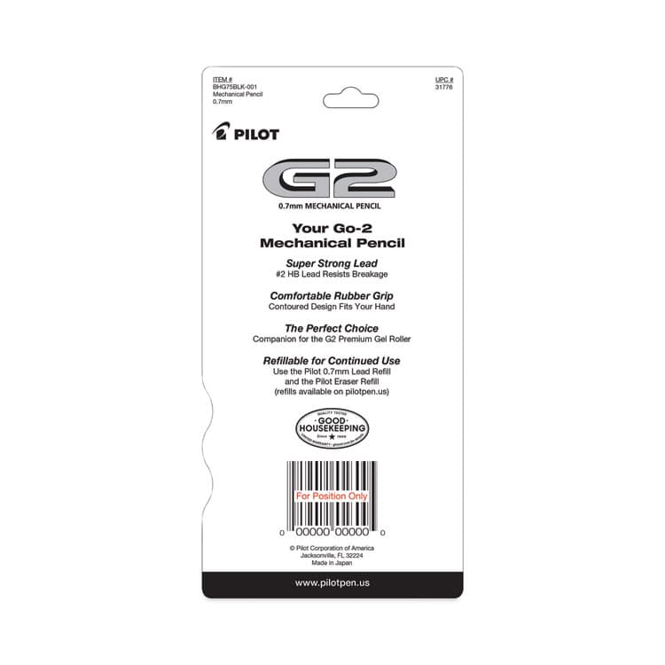 PILOT CORP. OF AMERICA G2 Mechanical Pencil, 0.7 mm, HB (#2), Black Lead, Assorted Barrel Colors, 5/Pack (PIL31776) thumbnail 3