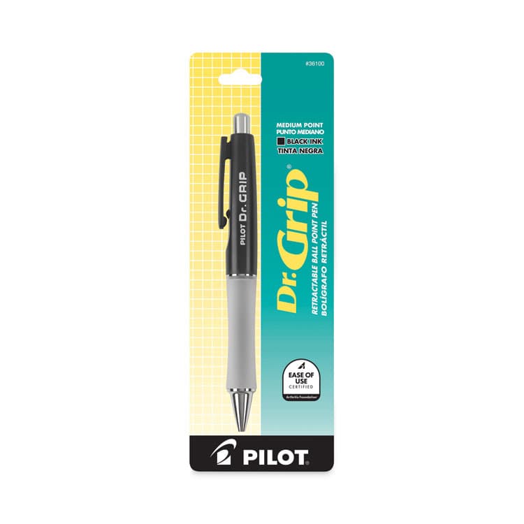 PILOT CORP. OF AMERICA Dr. Grip Ballpoint Pen, Retractable, Medium 1 mm, Black Ink, Black Barrel (PIL36100) thumbnail 2