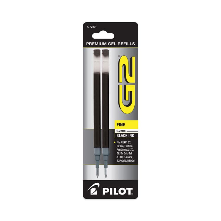 PILOT CORP. OF AMERICA Refill for Pilot B2P, Dr Grip, G2, G6, MR Metropolitan, Precise BeGreen and Q7 Gel Pens, Fine Tip, Black Ink, 2/Pack (PIL77240) thumbnail 2