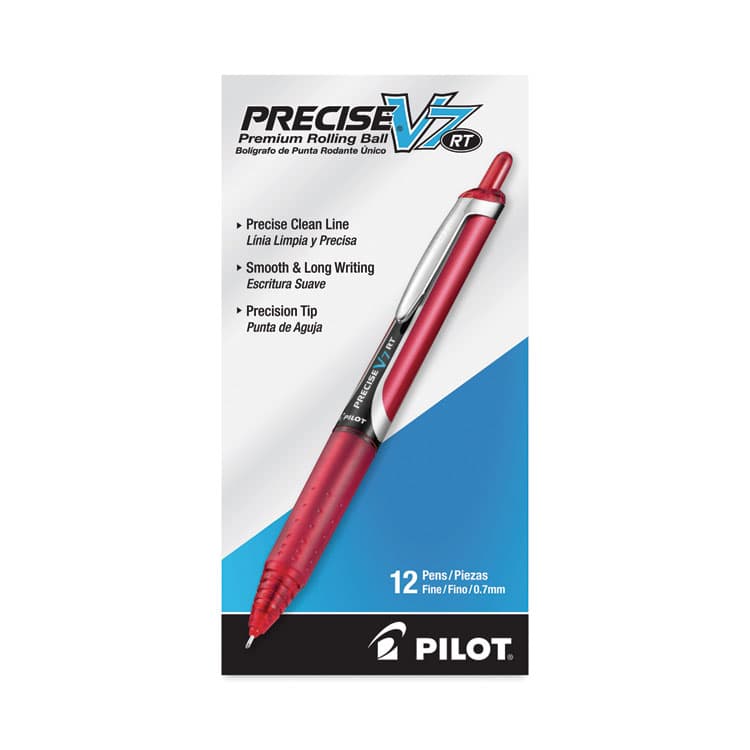 PILOT CORP. OF AMERICA Precise V7RT Rollerball Pen, Retractable, Fine 0.7 mm, Red Ink, Red Barrel (PIL26069) thumbnail 2