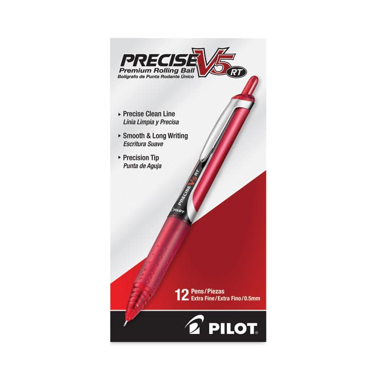 PILOT CORP. OF AMERICA Precise V5RT Rollerball Pen, Retractable, Extra-Fine 0.5 mm, Red Ink, Red Barrel (PIL26064) thumbnail 2