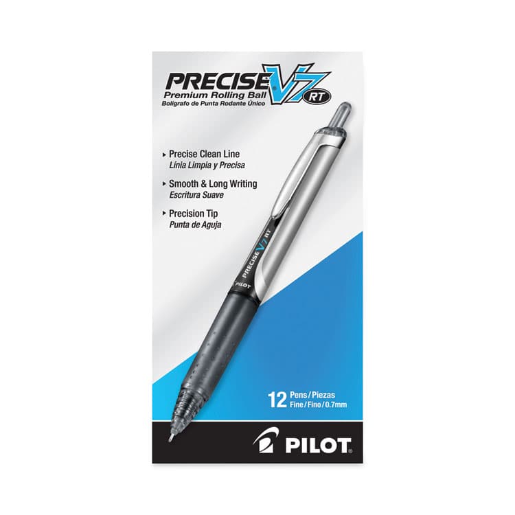 PILOT CORP. OF AMERICA Precise V7RT Rollerball Pen, Retractable, Fine 0.7 mm, Black Ink, Black Barrel (PIL26067) thumbnail 2