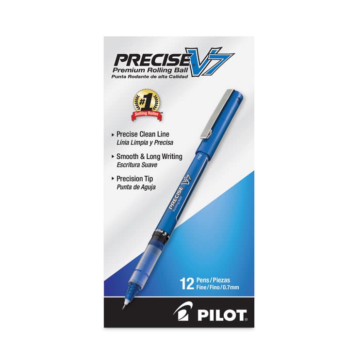 PILOT CORP. OF AMERICA Precise V7 Rollerball Pen, Stick, Fine 0.7 mm, Blue Ink, Blue/Clear Barrel, Dozen (PIL35349) thumbnail 2