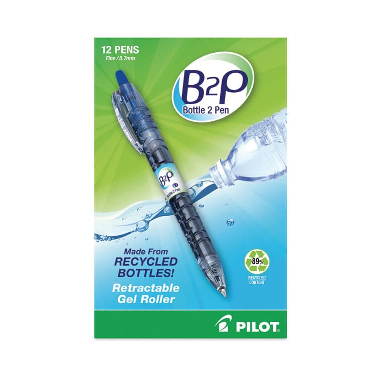 PILOT CORP. OF AMERICA B2P Bottle-2-Pen Recycled Gel Pen, Retractable, Fine 0.7 mm, Blue Ink, Translucent Blue Barrel (PIL31601) thumbnail 2
