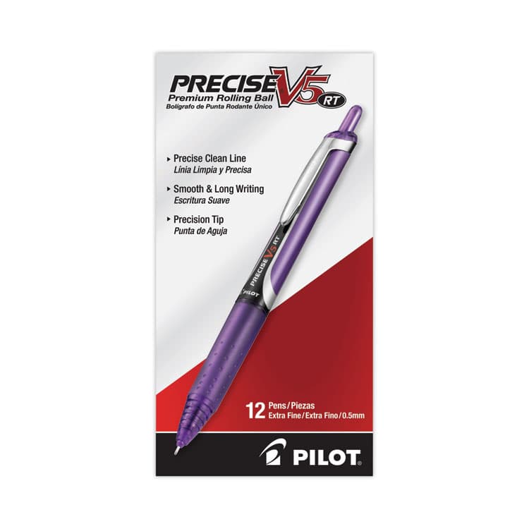 PILOT CORP. OF AMERICA Precise V5RT Rollerball Pen, Retractable, Extra-Fine 0.5 mm, Purple Ink, Purple Barrel (PIL26066) thumbnail 2