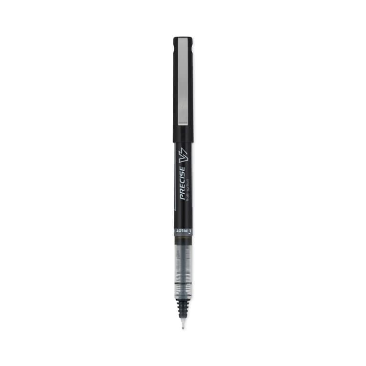 PILOT CORP. OF AMERICA Precise V7 Rollerball Pen, Stick, Fine 0.7 mm, Black Ink, Black/Clear Barrel, Dozen (PIL35346)