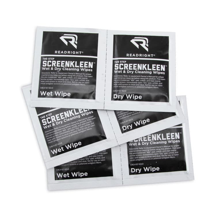 READ/RIGHT Two Step ScreenKleen Wet and Dry Cleaning Wipes, 5 x 5, Unscented, 40/Box (REARR1305) thumbnail 4