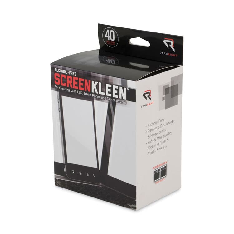 READ/RIGHT Alcohol-Free ScreenKleen Wet Wipes, Cloth, 5 x 5, Unscented, 40/Box (REARR1391) thumbnail 2