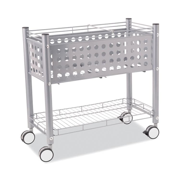 VERTIFLEX PRODUCTS File Cart with Open Top, Metal, 1 Shelf, 2 Bins, 28.25" x 13.75" x 27.38", Matte Gray (VRTVF52000) thumbnail 3