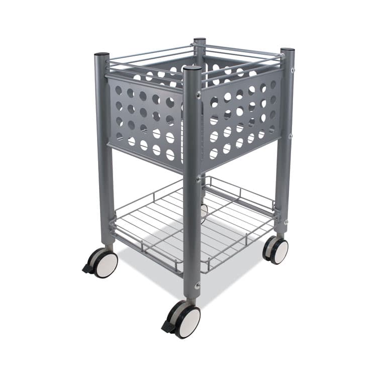 VERTIFLEX PRODUCTS Sidekick File Cart, Metal, 1 Shelf, 1 Bin, 13.75" x 15.5" x 26.25", Matte Gray (VRTVF52002)