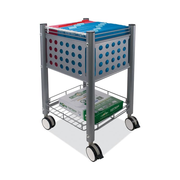 VERTIFLEX PRODUCTS Sidekick File Cart, Metal, 1 Shelf, 1 Bin, 13.75" x 15.5" x 26.25", Matte Gray (VRTVF52002) thumbnail 2