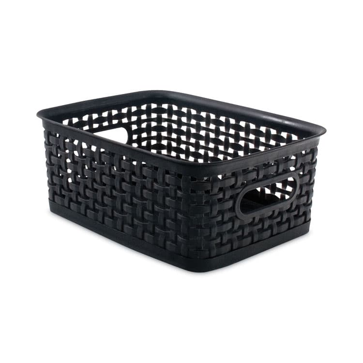 ADVANTUS CORPORATION Plastic Weave Bin, Small, 10" x 7.5" x 4", Black (AVT36000)