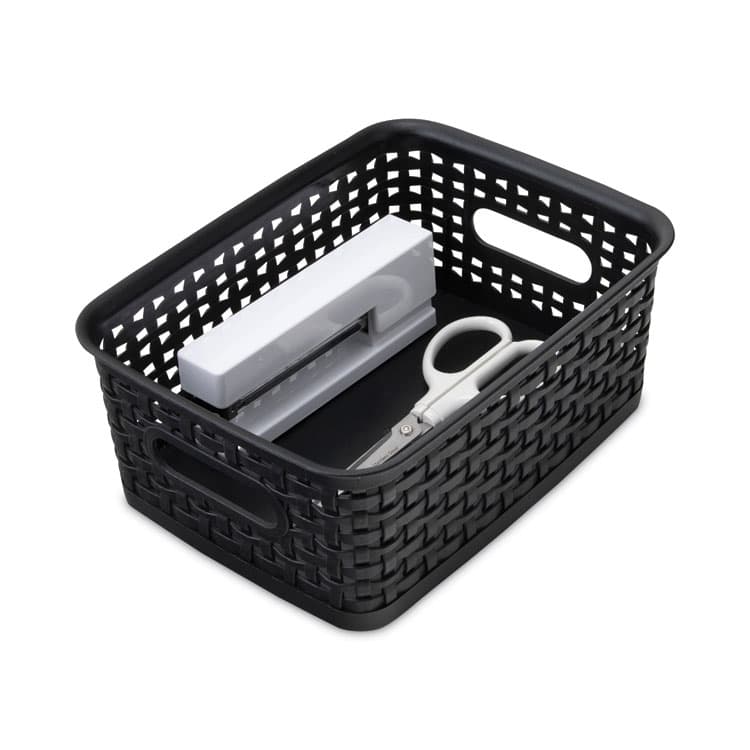 ADVANTUS CORPORATION Plastic Weave Bin, Small, 10" x 7.5" x 4", Black (AVT36000) thumbnail 2