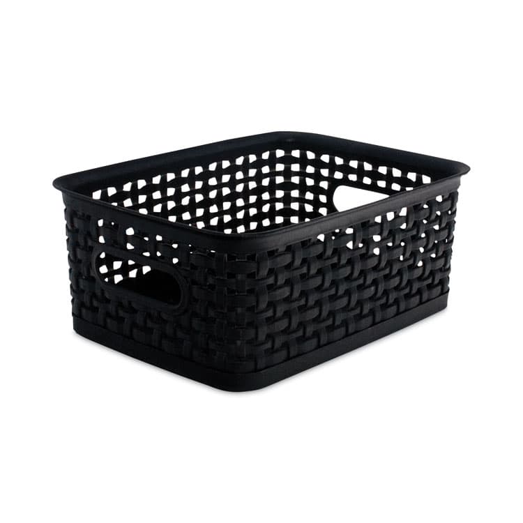 ADVANTUS CORPORATION Plastic Weave Bin, Small, 10" x 7.5" x 4", Black (AVT36000) thumbnail 3