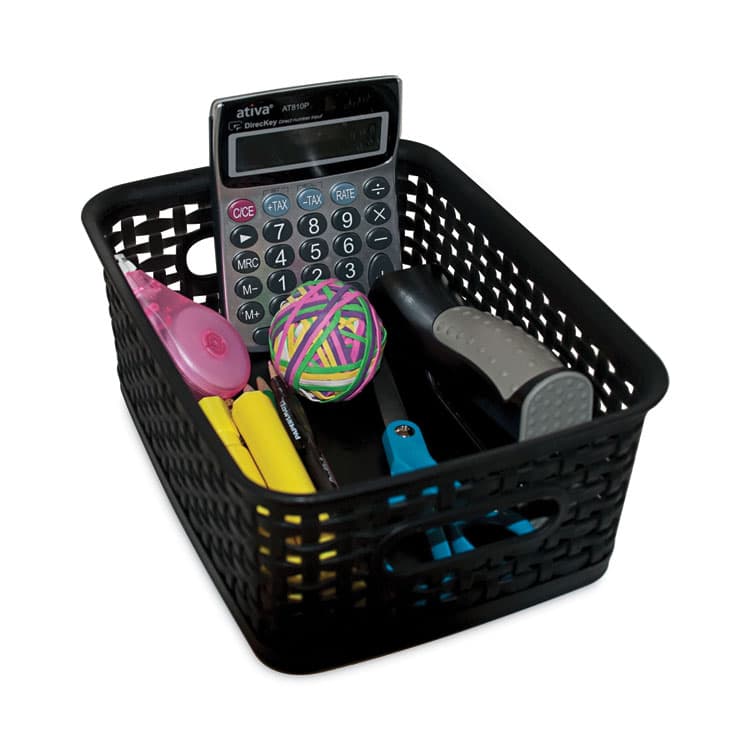 ADVANTUS CORPORATION Plastic Weave Bin, Small, 10" x 7.5" x 4", Black (AVT36000) thumbnail 4