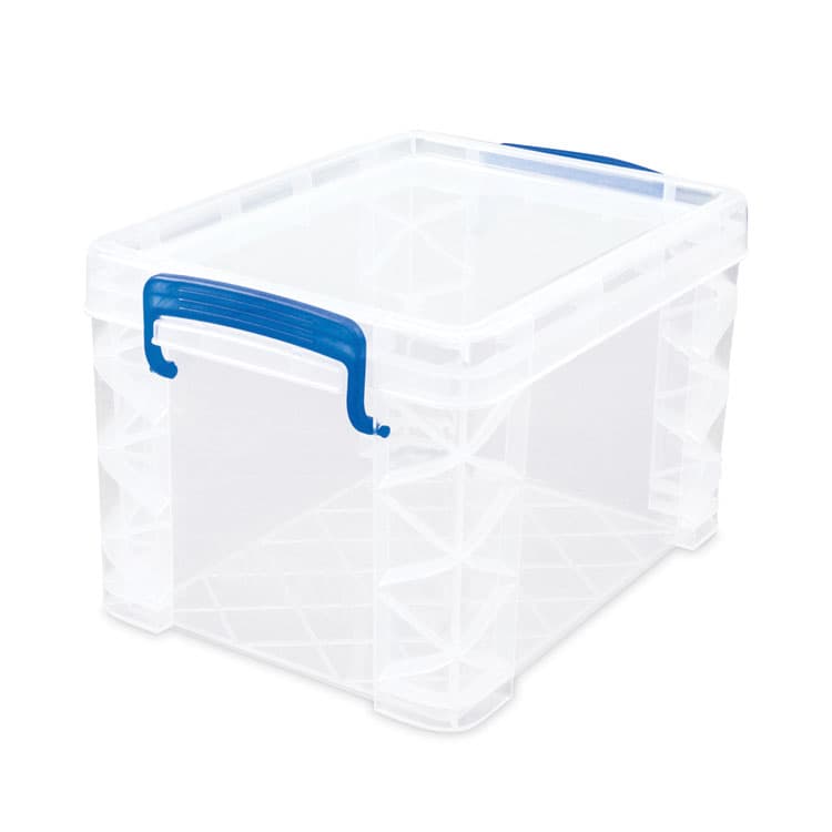 ADVANTUS CORPORATION Super Stacker Lift-Off Lid Storage Tote, 7.25" x 10.88" x 6.38", Transparent/Blue (AVT39230) thumbnail 2