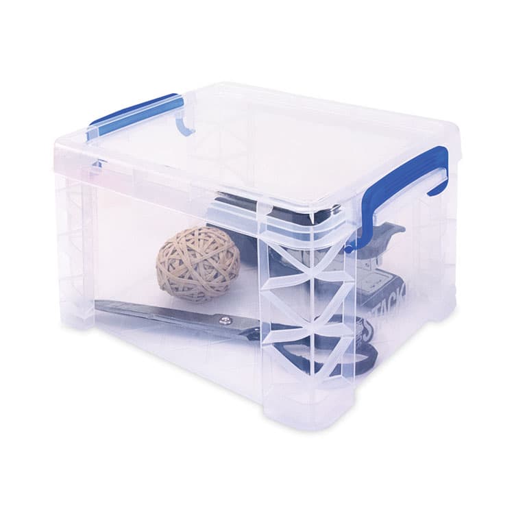 ADVANTUS CORPORATION Super Stacker Lift-Off Lid Storage Tote, 7.25" x 10.88" x 6.38", Transparent/Blue (AVT39230) thumbnail 3
