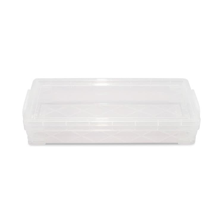 ADVANTUS CORPORATION Super Stacker Pencil Box, 8.25" x 3.75" x 1.5", Clear (AVT40309)