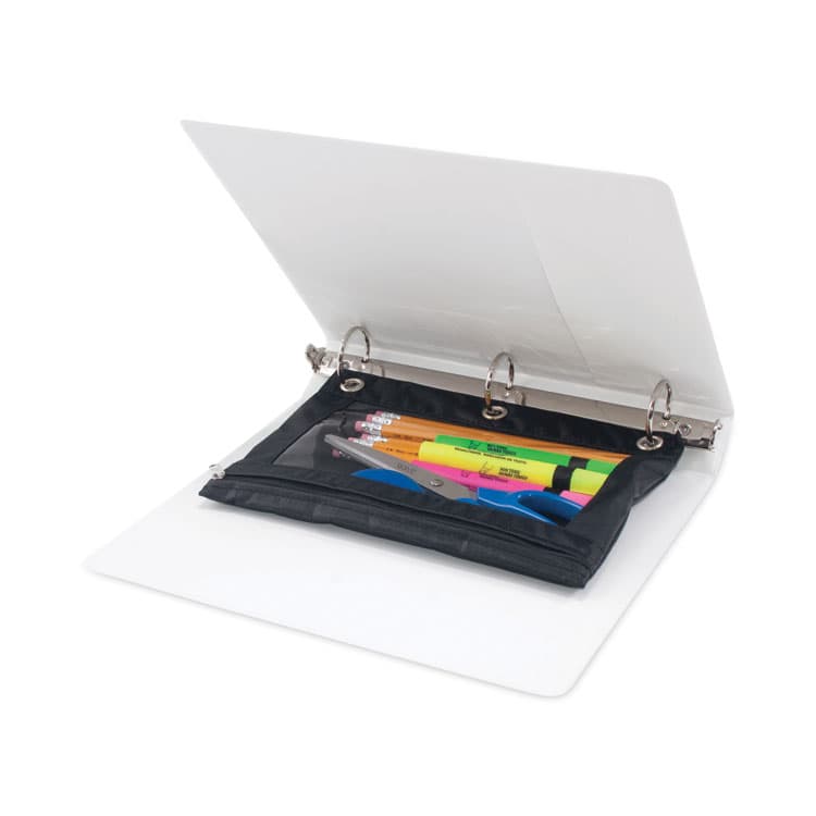 ADVANTUS CORPORATION Binder Pencil Pouch, 3-Hole Punched, 10" x 7.38", Black/Clear, 3/Pack (AVT63067) thumbnail 4