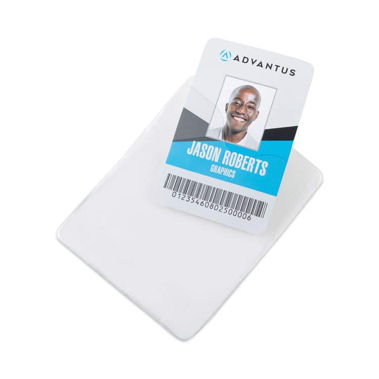 ADVANTUS CORPORATION ID Badge Holders with Clip, Vertical, Clear 3.38" x 4.25" Holder, 3.13" x 3.75" Insert, 50/Pack (AVT75457) thumbnail 3