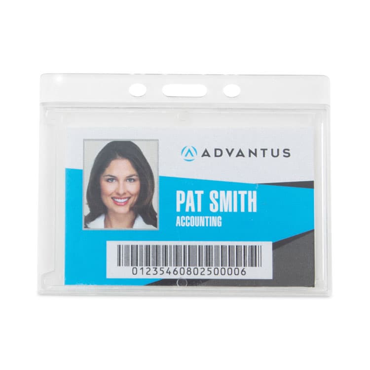 ADVANTUS CORPORATION Frosted One-Card Rigid Badge Holders, Horizontal, Frosted 3.68" x 2.75" Holder, 3.38" x 2.13" Insert, 25/Box (AVT76075) thumbnail 2