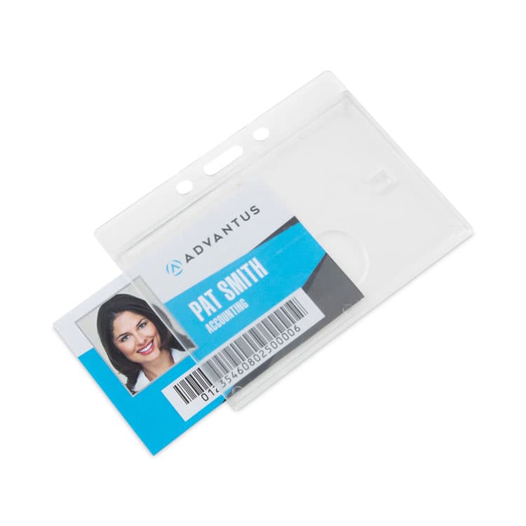 ADVANTUS CORPORATION Frosted One-Card Rigid Badge Holders, Horizontal, Frosted 3.68" x 2.75" Holder, 3.38" x 2.13" Insert, 25/Box (AVT76075) thumbnail 3