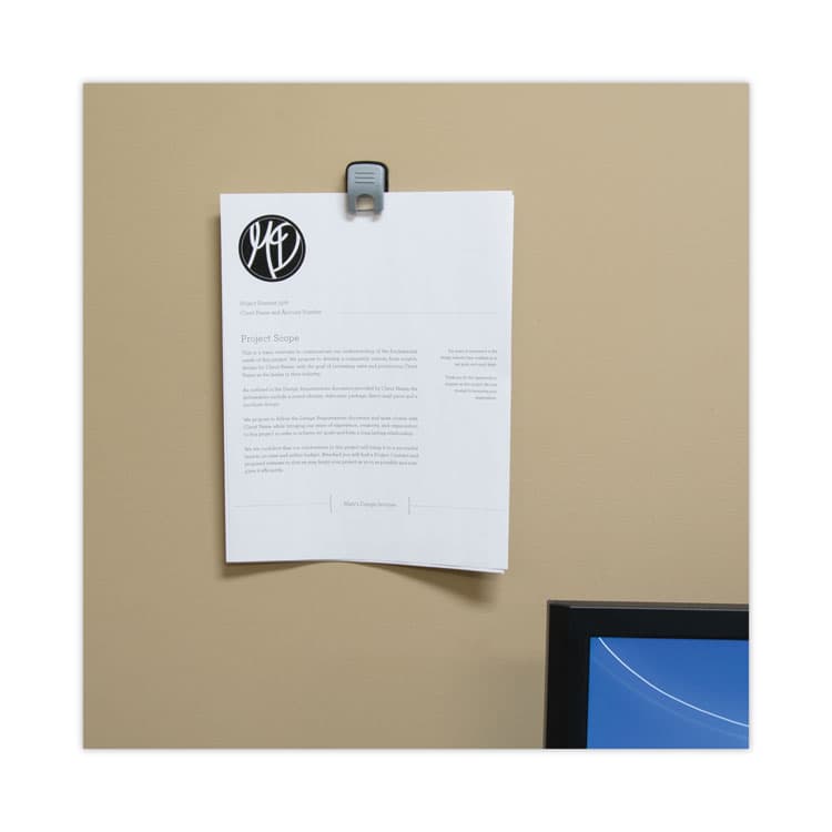 ADVANTUS CORPORATION Grip-A-Clip Magnetic/Adhesive Clips, 0.13" Jaw Capacity, Gray, 10/Box (AVT91172) thumbnail 3