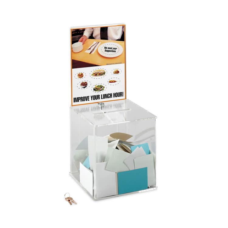 SAFCO PRODUCTS Large Acrylic Collection Box, 9.25 x 9.25 x 21, Clear (SAF4234CL)