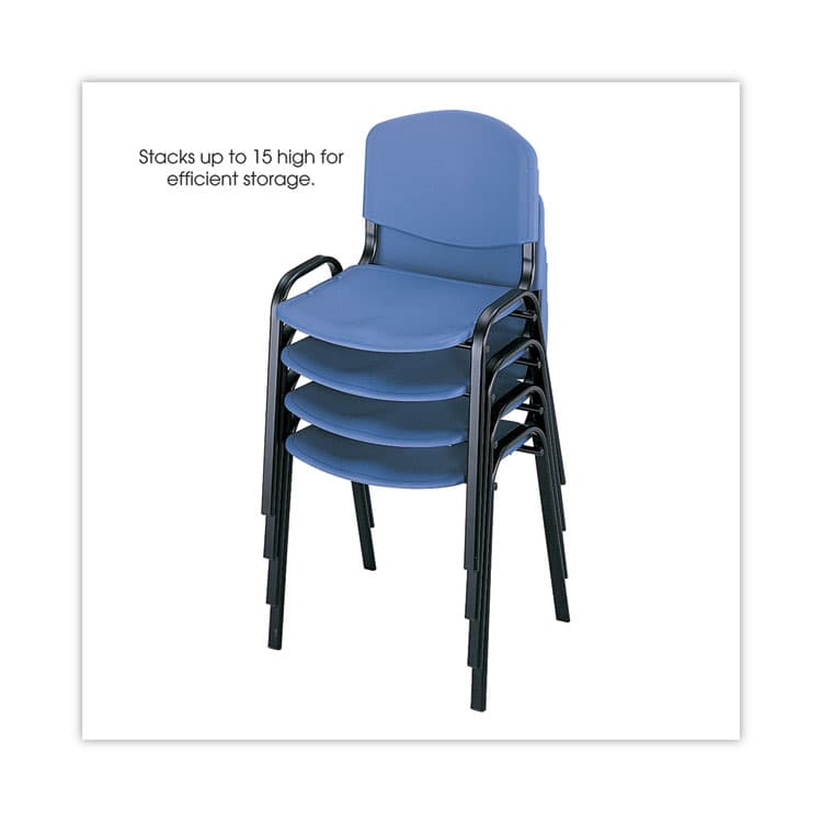 SAFCO PRODUCTS Stacking Chair, Supports Up to 250 lb, 18" Seat Height, Blue Seat, Blue Back, Black Base, 4/Carton (SAF4185BU) thumbnail 2