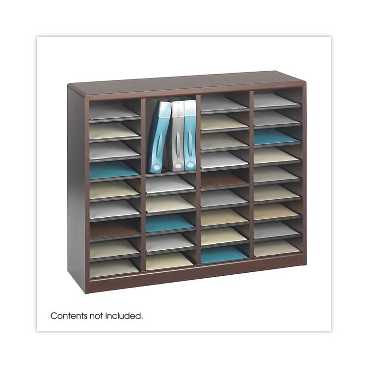 SAFCO PRODUCTS Wood/Fiberboard E-Z Stor Sorter, 36 Compartments, 40 x 11.75 x 32.5, Mahogany (SAF9321MH) thumbnail 2