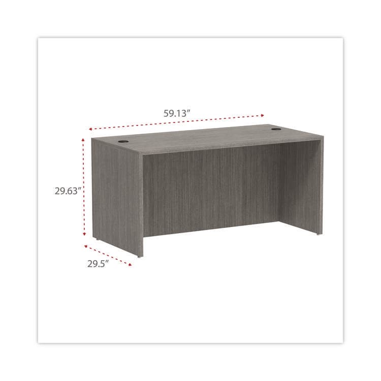 ALERA Alera Valencia Series Straight Front Desk Shell, 59.13" x 29.5" x 29.63", Gray (ALEVA216030GY) thumbnail 2